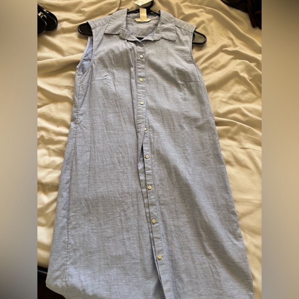Women jean colored button down dress